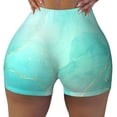 thumbnail image 2 of Salouo Cyan Mint Marble Print Women's Athletic Shorts,Booty Shorts Biker Shorts High Waisted Elastic Workout Shorts for Yoga Gym Running Sports-Large, 2 of 8