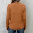 thumbnail image 5 of IUYRTFE Women's Crew Neck Long Sleeve Top with Notched Detail Slim Fit Solid Color Casual Tee, 5 of 8