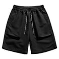 thumbnail image 5 of cllios Men's Hiking Shorts Elastic Waist Drawstring Multi Pockets Quick Dry Cargo Shorts for Camping Fishing Outdoor Black L, 5 of 10