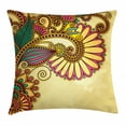 thumbnail image 1 of Floral Throw Pillow Cushion Cover, Grunge Worn Out Effect Background with Blooming Colorful Petals and Foliage Leaves, Decorative Square Accent Pillow Case, 16 X 16 Inches, Multicolor, by Ambesonne, 1 of 2