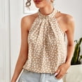 thumbnail image 2 of HAPIMO Women's Summer Tank Tops Sleeveless Shirts for Girls Tight Ruched Camisole Halter Neck Blouse Flower/Leopard/Dots Print Tops Casual Relaxed Fit Camis Vest Discount Khaki XL, 2 of 5