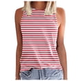 thumbnail image 2 of YMNXA Women's Tank Top Sleeveless Round Neck Striped Print Comfortable Breathable Basic Camisoles For Casual Daily Wear And Layering,Red,S, 2 of 4