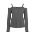 thumbnail image 4 of Fesfesfes Clearance Women Tops V-neck Long Sleeve Straped Tops Lace Splicing Polluver Blouse Tops, 4 of 9