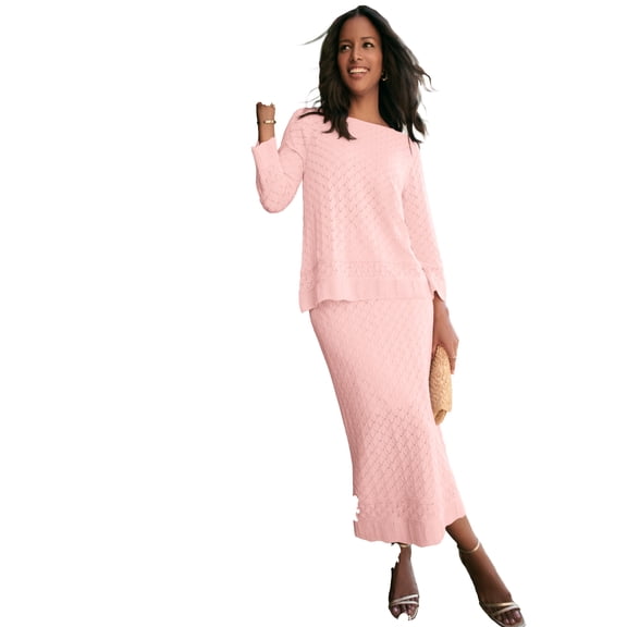 Roaman's Women's Plus Size Pointelle Skirt