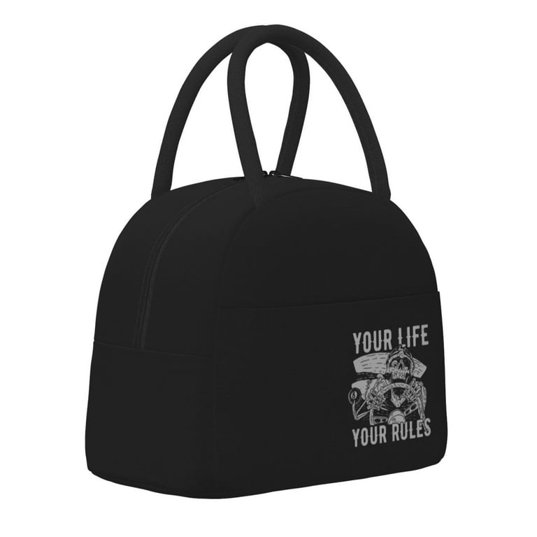 XMXT Reusable Insulated Lunch Bag Women Men, Driving Skulls Print