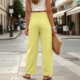 thumbnail image 6 of Linen Pants for Women Beach Vacation High Waist Elastic Drawstring Straight Leg Long Trousers with Pockets, 2XL, 6 of 7