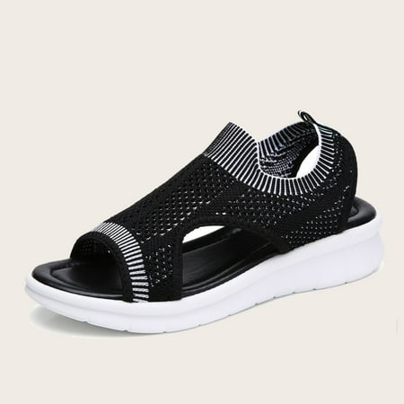 

Ladies Flat Sandals Sports Flying Woven Sandals Cut Out Open Toe Sandals
