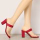 thumbnail image 2 of Sandalias Correa Transparente Doble Tacones De Bloque Para Mujer Rojo 36, 2 of 6