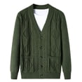 thumbnail image 4 of JTieacloth Men's Cardigan Sweaters Men Thick Knit Cardigan Shape Loose Casual V Neck Sweater Coat(Green), 4 of 4