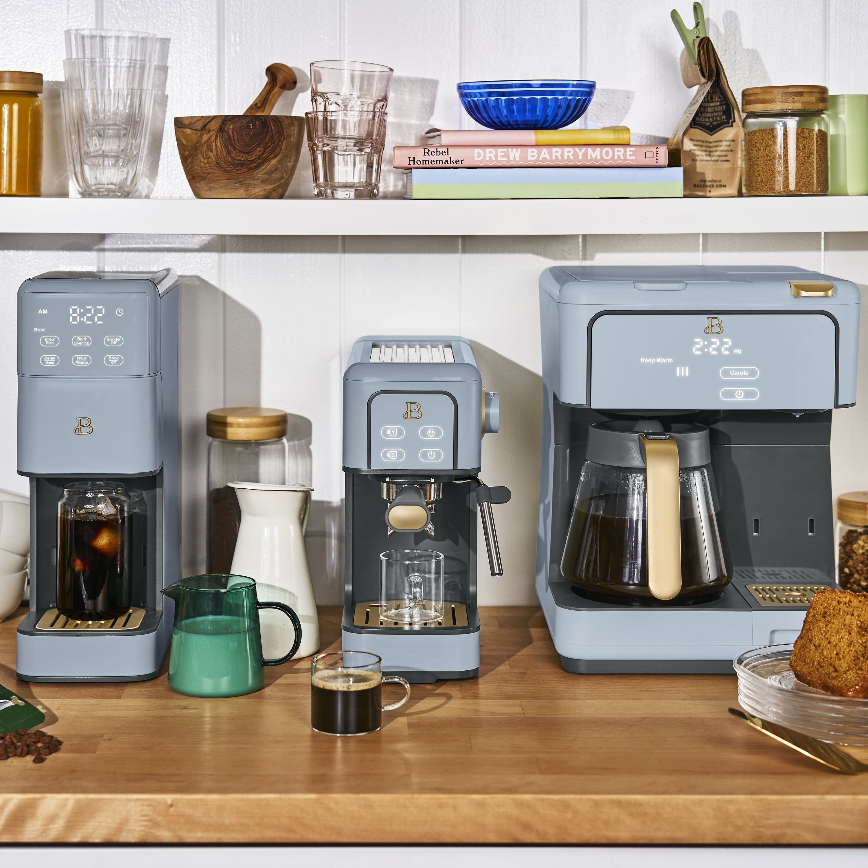 Beautiful Multi-Brew 12-Cup Programmable Drip & Single-Serve Coffee Maker, Cornflower Blue by Drew Barrymore