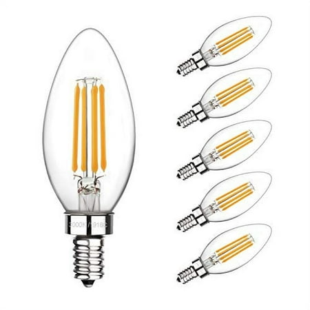 

LED Candelabra Bulb Boncoo Dimmable LED Chandelier Light Bulbs 6W 3000K Soft White Filament LED Candle Bulbs 60W Incandescent Equivalent B11 530 Lumen E12 Base Clear Glass Decorative Bulb 6