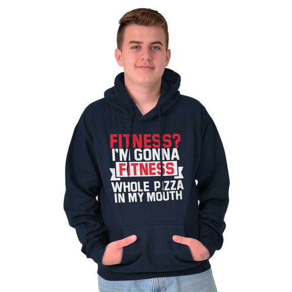 Fitness? Pizza! Gym Workout Exercise Unisex Plus Fleece Graphic Hoodie Brisco Brands 2X