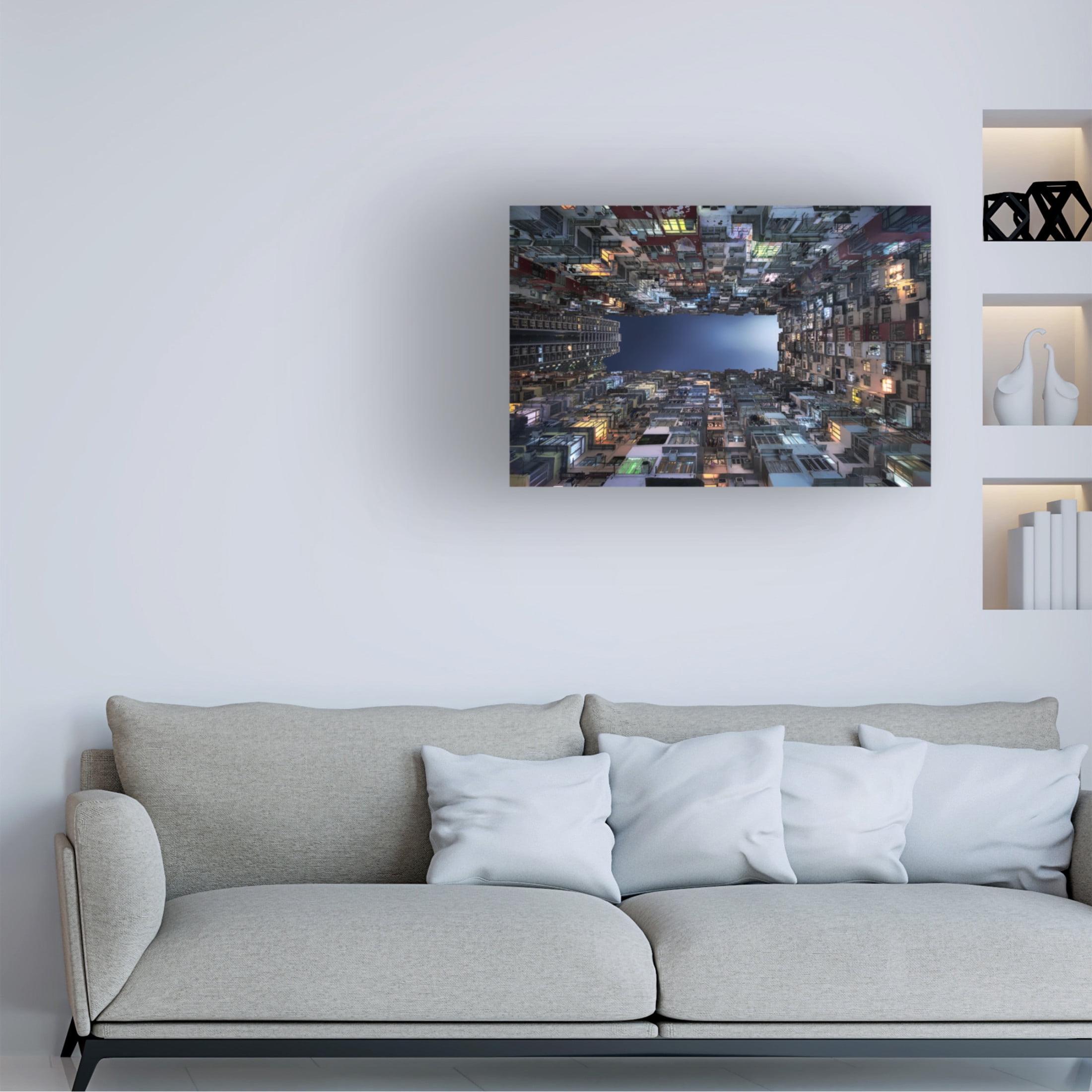 Canvas Wall Art - Jesus M. Garcia 'Beehive Buildings' Wall Art for Living Room, Bedroom, or Office Décor by Trademark Fine Art - 47 x 30 Inches