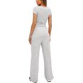 thumbnail image 2 of ZHAOCHENG Conjuntos de 2 piezas para mujer Conjuntos de salón Tops de manga corta fruncidos y pantalones de pierna ancha con cintura alta Conjuntos de chándal, 2 of 3