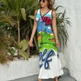 thumbnail image 6 of Golf Course Womens Night Club Maxi Dress V Neck Sleeveless Bohemia Long Dresses, 6 of 9