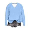 thumbnail image 5 of SETOOFF Womens Loose Fit Long Sleeve Shirts, Solid V Neck Raglan Pullover Sweatshirt Lightweight Tunic Tops for Dressy Casual Dailywear Fashion, 5 of 6