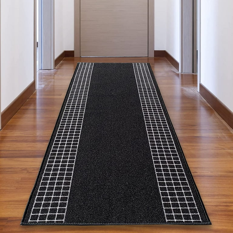 Trellis Roll Runner Rug Cut to Size Gray 26 Width x Your Choice Length Custom Size Slip Resistant Stair Runner Rug