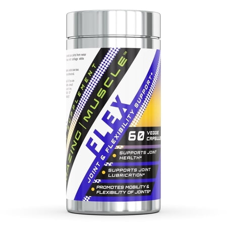Amazing Muscle Flex Joint & Flexibility Support 60 Veggie Capsules Supplement | Blend of Turmeric Ext 50mg, Boswellia Ext 100mg White Willow Ext 100mg & More | Non-GMO | Gluten Free