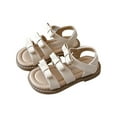 thumbnail image 2 of HAOTAGS Girls Summer Sandals, Hook & Loop Adjustable Open Toe Sandals for Beach White 3.5 T, 2 of 8