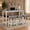 Grey+White, variant on 59 Inch Bar Table Set with Power Outlet, USB Ports and 3 Padded Stools, Behind Couch Table for Living Room, Brown