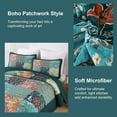 thumbnail image 4 of Patchwork Quilt Set King Size 3 Pieces Green Plaid Floral Bedspread Coverlet Set, Boho Turquoise Rustic Lightweight Reversible Bedding Quilt for All Season (110''x90''), 4 of 18