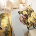 thumbnail image 4 of Feelyou Wildflower Boat Twin Bedding Sets for Men Women, Forest Lake Country Outdoor Nature Bedding Comforter Set, Gold Yellow, Grey Reversible, 7pcs, 4 of 7