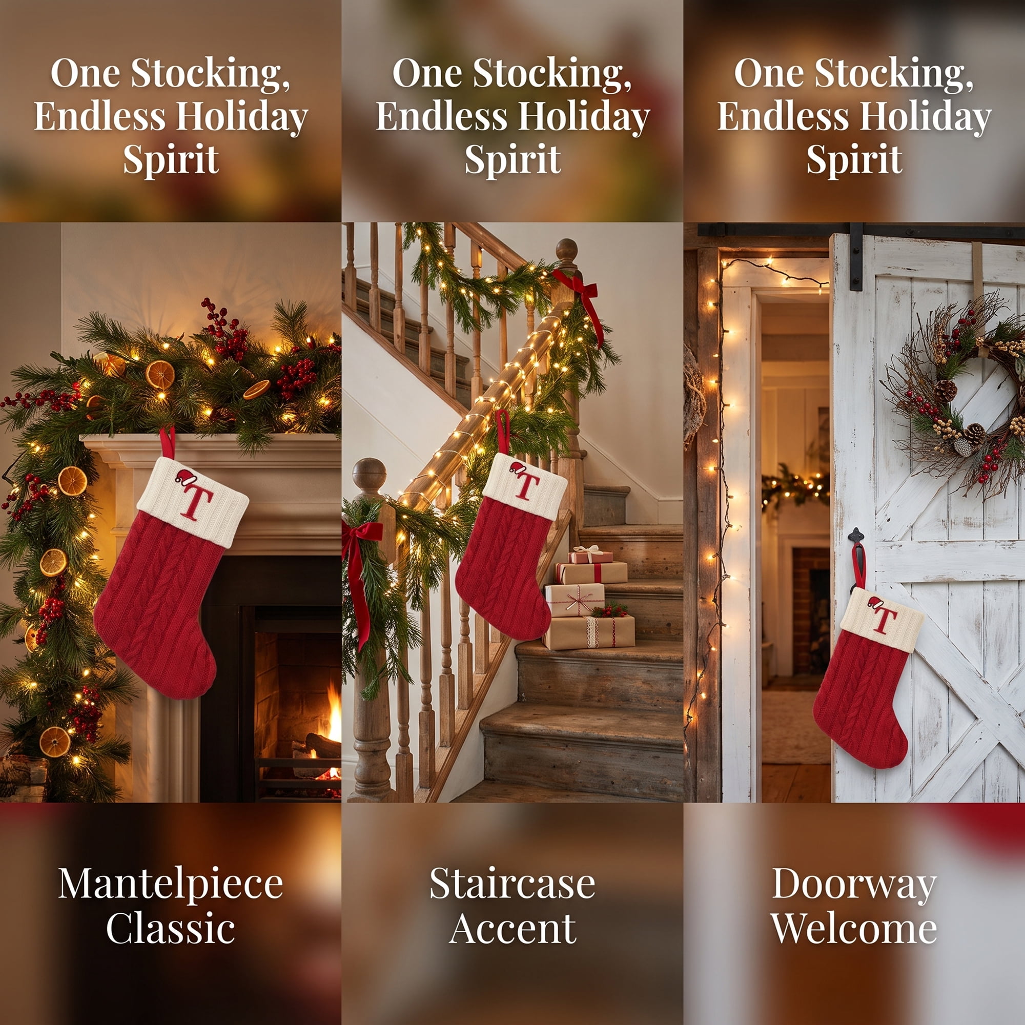 Unique Bargains Cartoon Christmas Luxury Grand Hearth Accent Stocking Letter T 8"