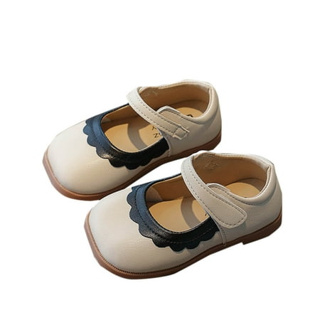 Meresysid Toddler Kids Girls Spring New Medium Soft Sole Lace Shoes Baby Princess Small Leather Shoes Beige