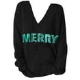 thumbnail image 4 of MESSUEN Christmas Sweaters for Women Knitted Sweater Pull Over Sweaters Womens Blouses Dressy Casual Tops Women Shirts Women Summer Shirts Black 3XL, 4 of 4