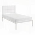 thumbnail image 4 of Twin Size Metal Platform Bed with White Finish and Faux Cane Panel Headboard for Bedroom, 4 of 9