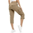thumbnail image 6 of Chbgutlmr Cargo Capris for Women Drawstring Waist Solid Color Outdoor Loose Pants with Mulit Pockets, 6 of 7