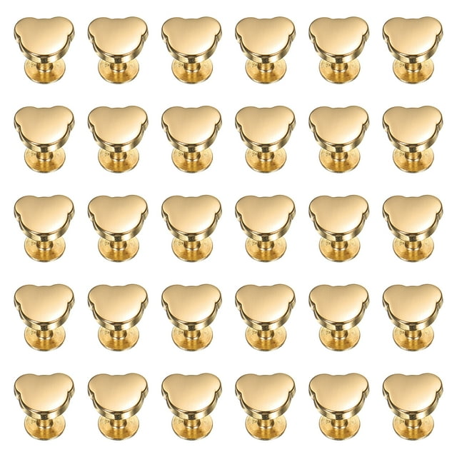Uxcell 30 Pcs Metal Stud Rivets 10mm Bear Shape Decoration Screw Back Studs, Gold