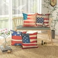 thumbnail image 2 of PBOBRIICH Set of 4 4th of July Throw Pillow Cases,America National Flag Linen Pillow Cover for Bedroom Home Decor,16x16, 2 of 5