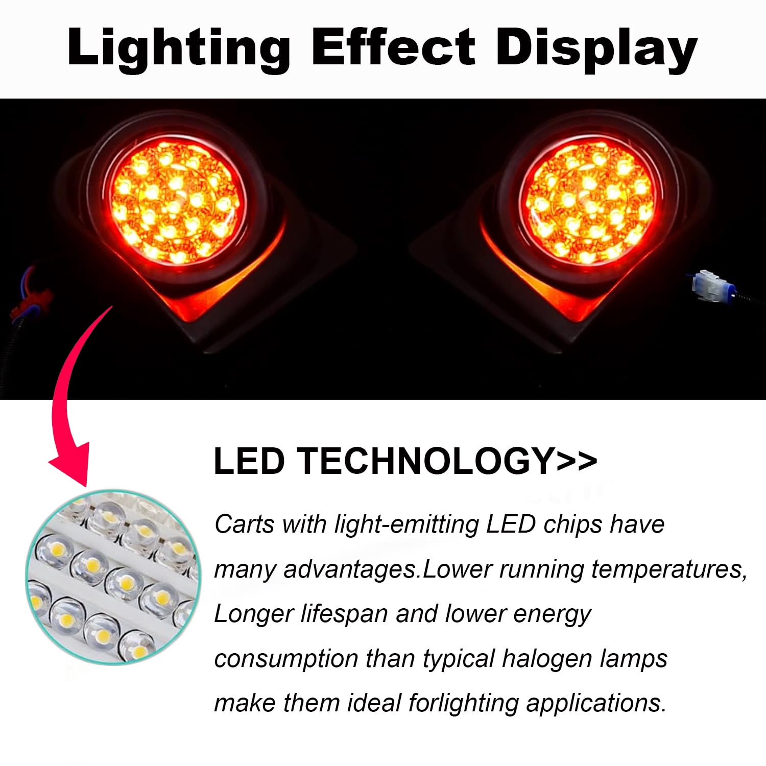 LED Golf Cart Tail Light Kit for Drive G29 2007-2016, 12V Rear Light Replacement Assembly Fit Gas & Electric Carts Easy Plug-and-Play Upgrade