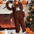 thumbnail image 2 of SERTG Children's Halloween Two-Piece Set Hooded Sweatshirt with Cute Printed +Casual Long Pants Long Sleeved Set Tops and Pants for Kids 2-13 Years(Brown,3 Years), 2 of 5