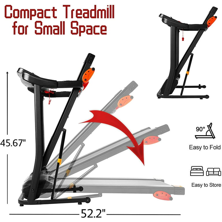 The Power Wear 2HP Home Folding Treadmill 15 Preset Programs With Manual Incline LED Display Panel MP3 USB Playback Function Black