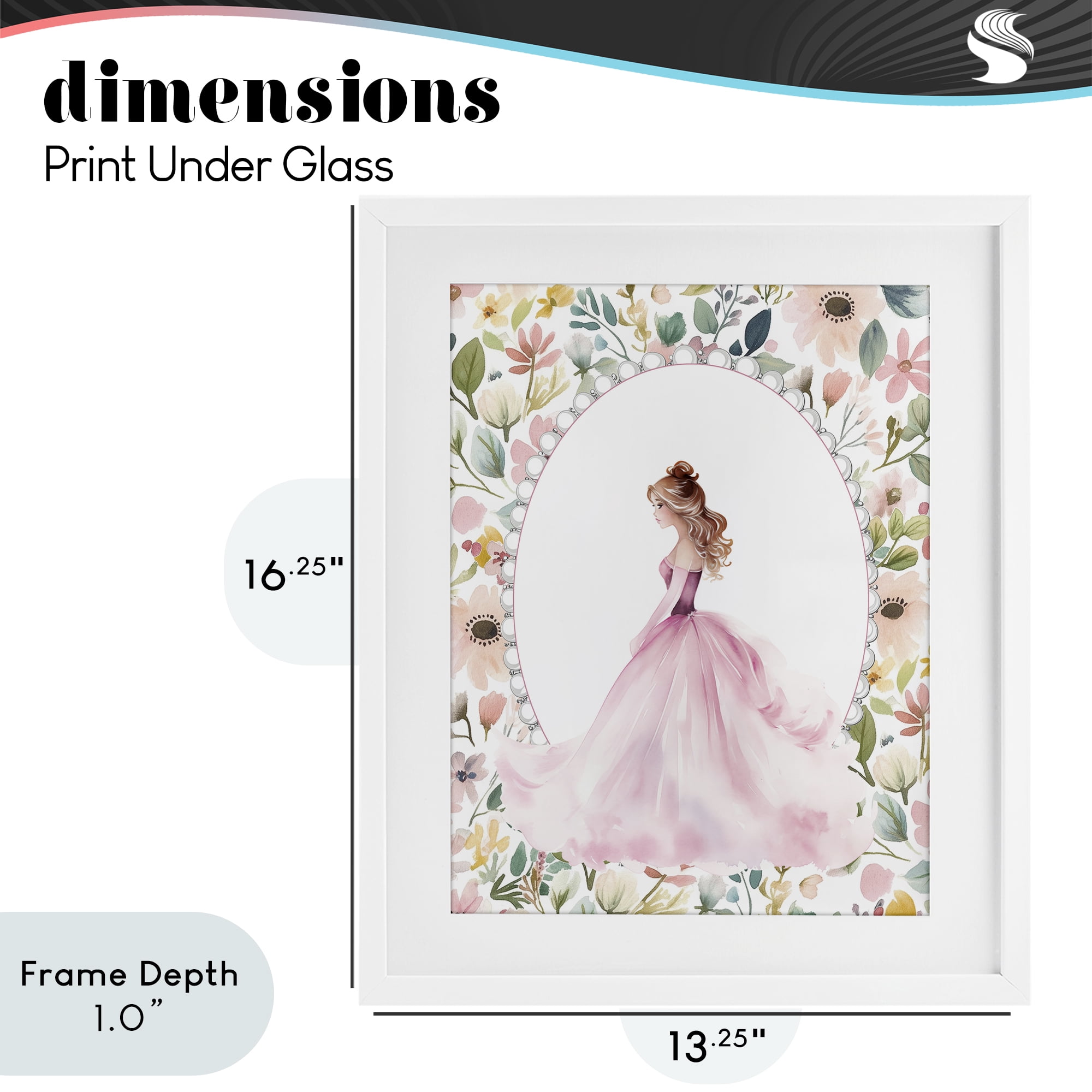 Stupell Industries Elegant Princess Love White Framed Print Under Glass, design by Christine Simpson Art