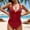 Red, variant on Women's Tankini Set V Neck Crisscross Adjustable Straps Cutout Two Piece Swimsuit Mid Rise Ruched Yellow