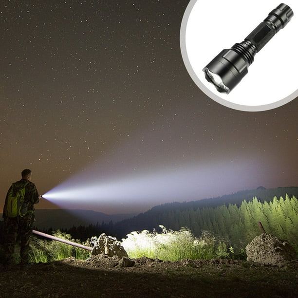 Linterna LED recargable de 100 lúmenes, luz de campamento de aleación de aluminio impermeable con zoom de 3 modos con clip lateral y luz roja intermitente para senderismo al aire libre, pesca