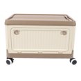 thumbnail image 2 of Chariot Utilitaire Pliable, Caisse Roulante Portable avec Couvercle et Poignée et Roues, Boîte de Rangement Utilitaire Roulante en Plastique Robuste Empilable pour Voyage, Magasinage, Bureau, Entrepôt, 2 of 7