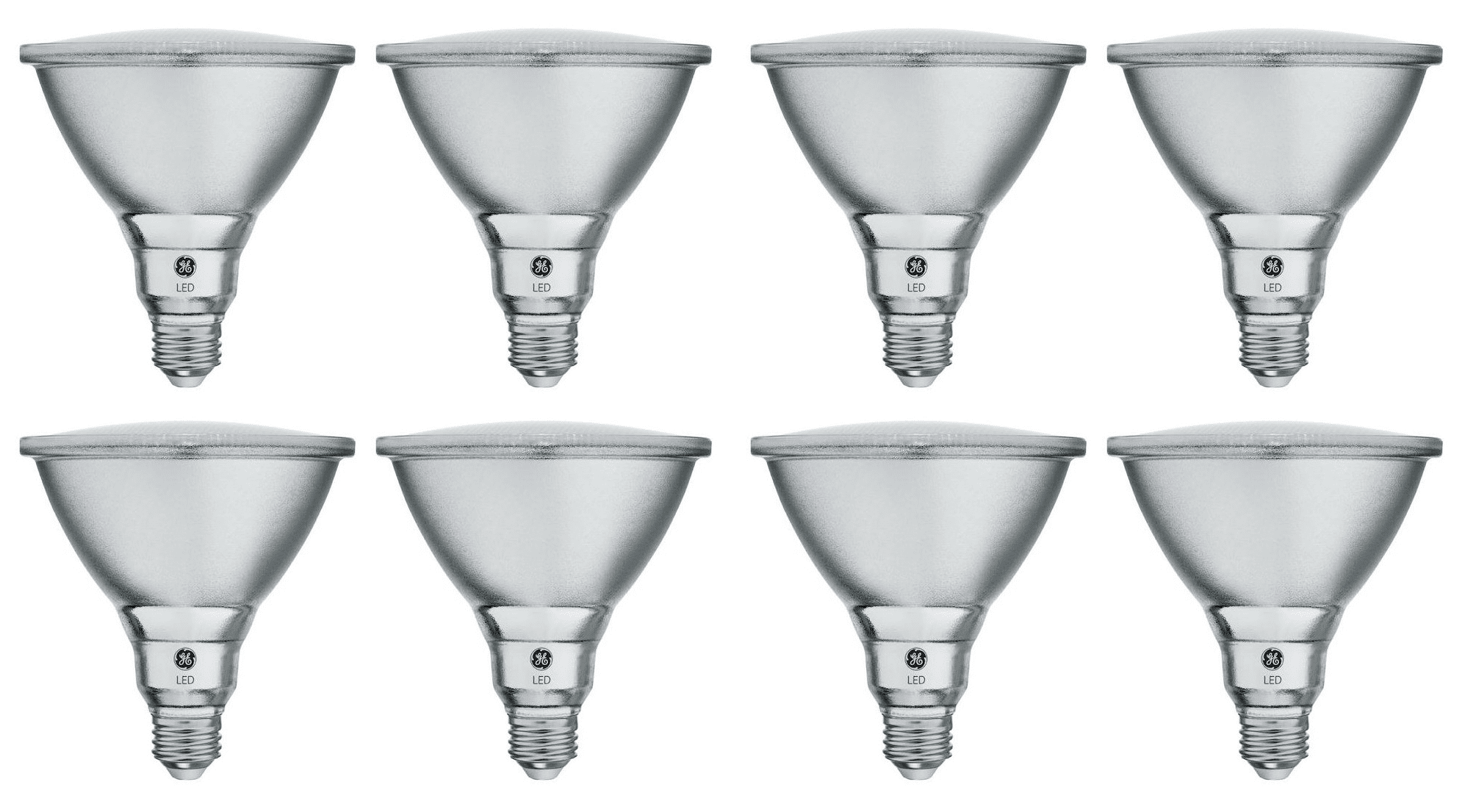 (8 LED bulbs) GE Classic LED PAR38 FloodLight, Daylight, 15 watts, 1300 lumens, Dimmable, 5000K Color Temp, Medium Base, Suitable for Outdoor Use, Medium base