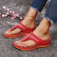 thumbnail image 6 of Hvyesh Womens Sandals Flip Flops for Women with Arch Support Cushion Summer Casual Rhinestone Wedge sandal Shoes Red US 8.5, 6 of 9