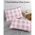 thumbnail image 3 of Pink Plaid Pillow Covers Queen Size 2 Pack, Spring Farmhouse Buffalo Checkered Soft Bed Throw Pillowcases Breathable Cooling Long Lumbar Body Pillow Sham Cover for Bed Sofa 20''x30'', 3 of 7