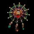 thumbnail image 4 of EOEMY 1.57" Colorful Enameled Web Red Heart Spider Brooch Pin Teardrop Short Tassel, 4 of 5