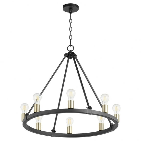64-8-6980 Quorum Lighting Paxton - 8 Light Chandelier in style - 27 inches wide by 24 inches high-Noir/Aged Brass Finish    -Traditional Installation