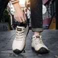 thumbnail image 5 of Mens Casual Work Boots Lightweight Slip Resistant Breathable Walking Driving Boots Vintage High Top Flat Shoes White 7 US, 5 of 7