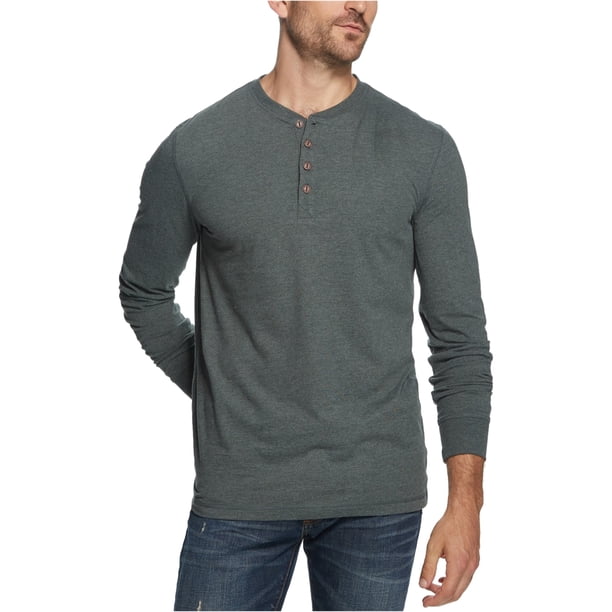Camiseta henley Weatherproof de jersey cepillado resistente a la intemperie verde extragrande