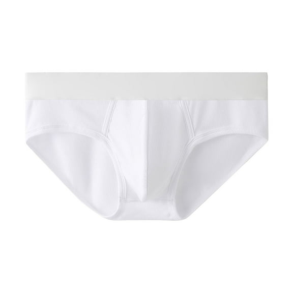 KHONTS Men's Briefs Solid Color Athletic Underwear Breathable Soft Jockstrap Underpants for Sport Gym White XL