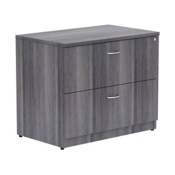 Lorell Essentials Weathered Charcoal Lateral File - 2-Drawer 35" x 22" x 29.5" , 1" Top - 2 x File Drawer S - Material: Polyvinyl Chloride (PVC) Edge, Steel Ball Bearing - Finish: Weathered Charcoal,