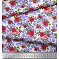 thumbnail image 2 of Soimoi Purple Cotton Voile Fabric Damask Floral Print Fabric by the Yard 42 Inch Wide, 2 of 3